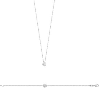 Damesketting - Zilver 925 - Zirkoniumoxide - Lengte: 45 cm