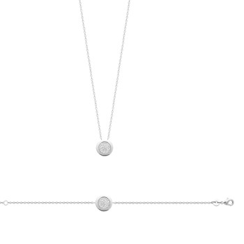 Damesketting - Zilver 925 - Zirkoniumoxide - Lengte: 45 cm
