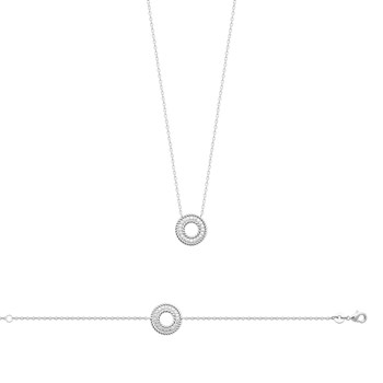 Damesketting - Zilver 925 - Zirkoniumoxide - Lengte: 45 cm
