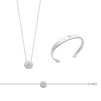 Damesketting - Zilver 925 - Zirkoniumoxide - Lengte: 45 cm