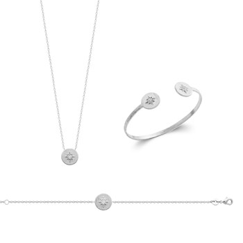 Damesketting - Zilver 925 - Zirkoniumoxide - Lengte: 45 cm