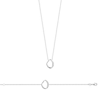 Damesketting - Zilver 925 - Zirkoniumoxide - Lengte: 45 cm