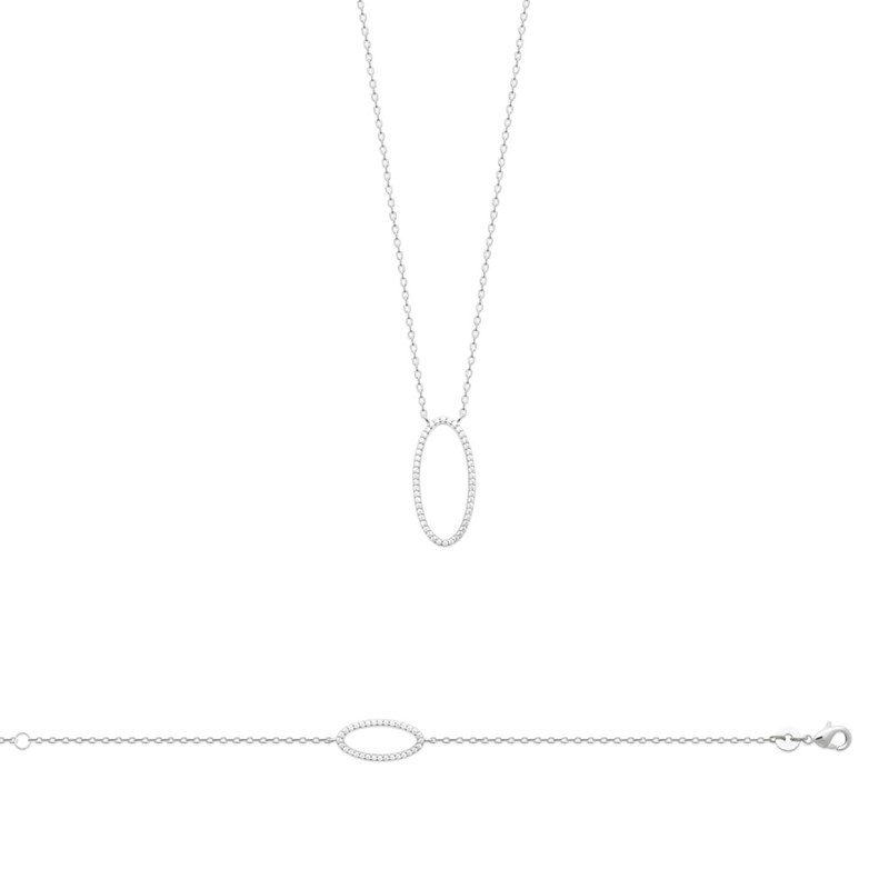 Collier Femme - Argent 925 - Oxyde de zirconium - Longueur : 45 cm - vue 2