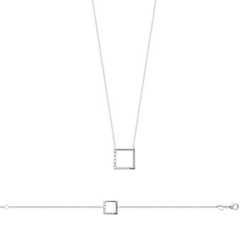 Damesketting - Zilver 925 - Zirkoniumoxide - Lengte: 45 cm