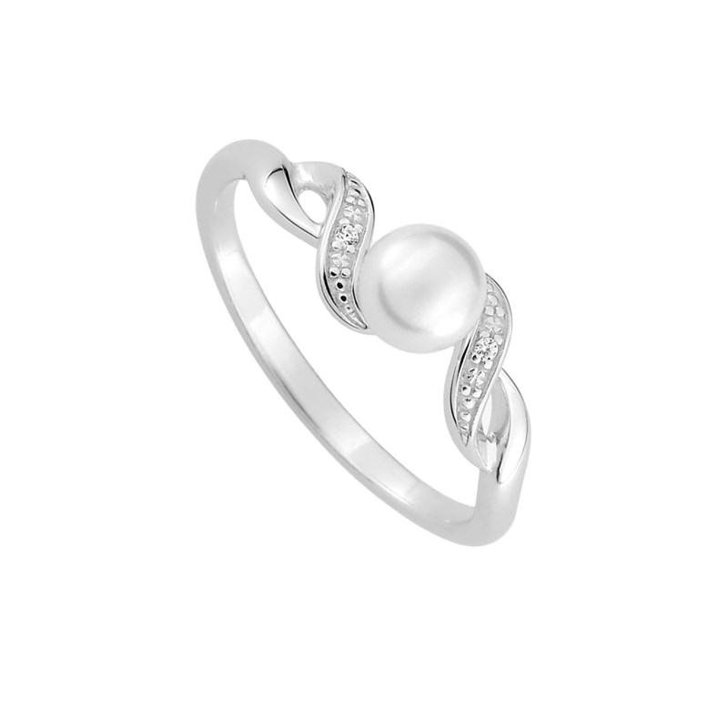 Bague perle femme - Oxyde de zirconium - Argent 925 - vue 2