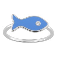 Bague femme - Oxyde de zirconium - Argent 925 - Poisson