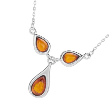 Vrouwenketting - Amber - Zilver 925 - Lengte: 42 cm