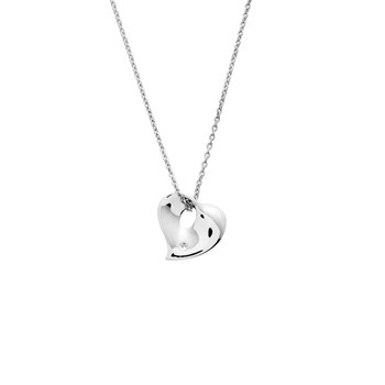 Hart halsketting voor vrouwen - Zirkoniumoxide - Zilver 925 - Lengte: 42 cm