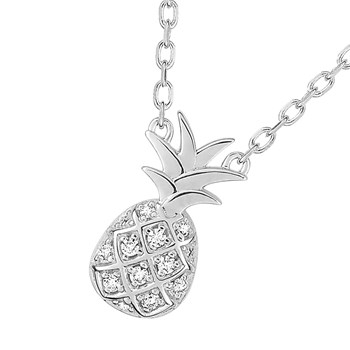 Vrouwenketting - Zirkoniumoxide - Zilver 925 - Lengte: 42 cm