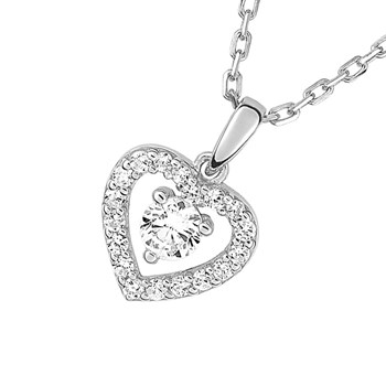 Hart halsketting voor vrouwen - Zirkoniumoxide - Zilver 925 - Lengte: 42 cm