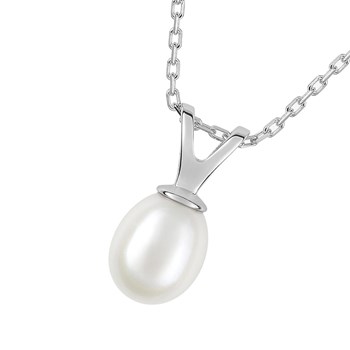 Vrouwenketting - parel - Zilver 925 - Lengte: 42 cm