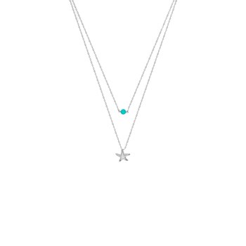 Vrouwenketting - turkoois - 925 Sterling Zilver - Lengte: 42 cm