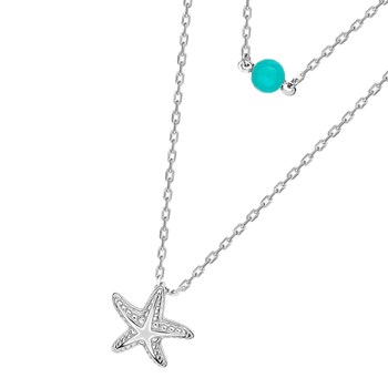 Vrouwenketting - turkoois - 925 Sterling Zilver - Lengte: 42 cm