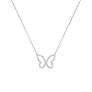 Collier papillon Femme - Oxyde de zirconium - Argent 925 - Longueur : 42 cm