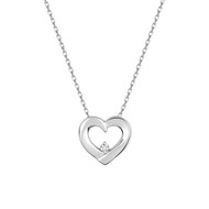 Collier coeur Femme - Oxyde de zirconium - Argent 925 - Longueur : 42 cm