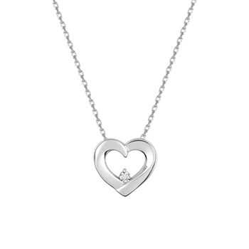 Collier coeur Femme - Oxyde de zirconium - Argent 925 - Longueur : 42 cm