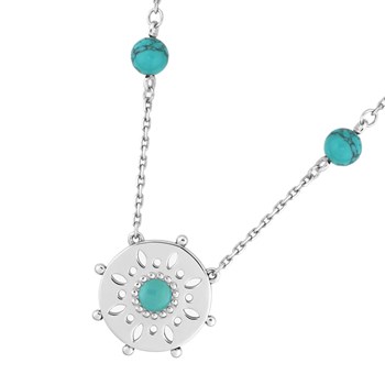 Vrouwenketting - turkoois - 925 Sterling Zilver - Lengte: 42 cm