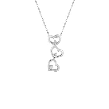 Collier coeur Femme - Oxyde de zirconium - Argent 925 - Longueur : 42 cm