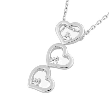 Collier coeur Femme - Oxyde de zirconium - Argent 925 - Longueur : 42 cm
