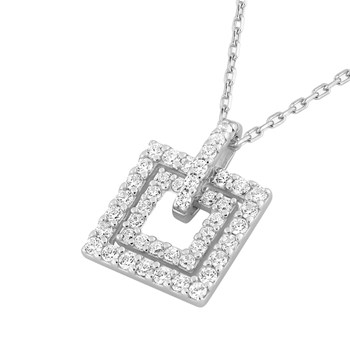 Vrouwenketting - Zirkoniumoxide - Zilver 925 - Lengte: 42 cm