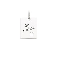 Pendentif plaque 'je t'aime' - Argent 925