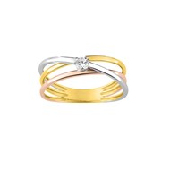 Bague Femme - 3 ors - Oxyde de zirconium - Or 9 Carats