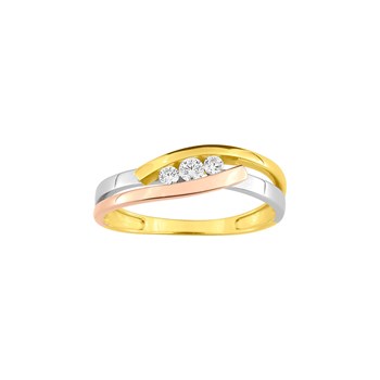 Bague Femme - 3 ors - Oxyde de zirconium - Or 9 Carats