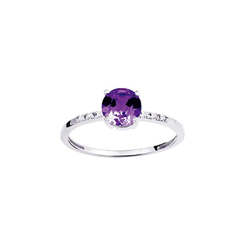 Bague Femme - Améthyste - Oxyde de zirconium - Or 9 Carats