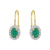 Boucles d'oreilles femme - oxyde de zirconium - Or 9 Carats - Emeraude - vue V2