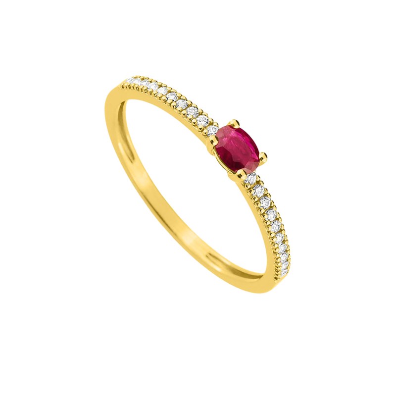 Bague Femme - Rubis - Oxyde de zirconium - Or 9 Carats - vue 2