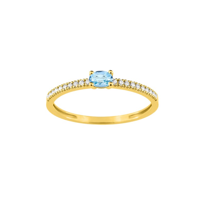 Bague Femme - Topaze - Oxyde de zirconium - Or 9 Carats