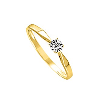 Ladies Ring - Gold 9 Carats - Diamond 0,02 Carats