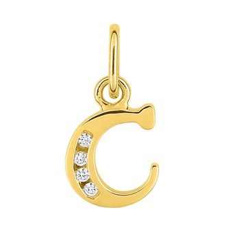 Pendentif initial C - Or 18 Carats - Oxyde de zirconium