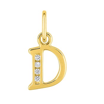 Pendentif initiale D - Or 18 Carats - Oxyde de zirconium