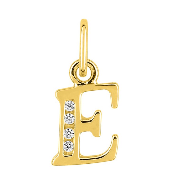 Pendentif initiale E - Or 18 Carats - Oxyde de zirconium