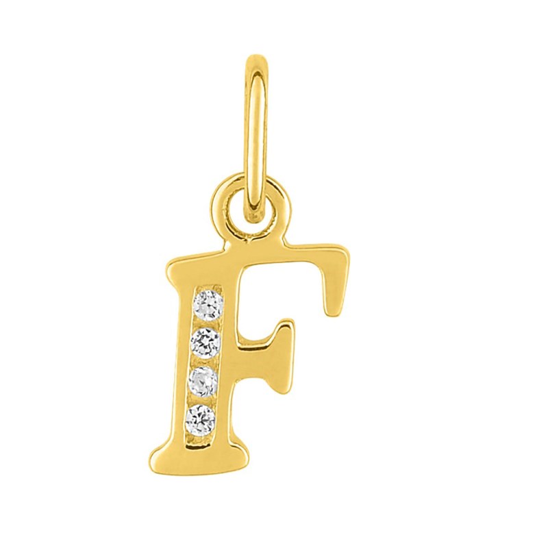 Pendentif initiale F - Or 18 Carats - Oxyde de zirconium