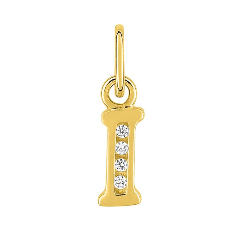 Pendentif initiale I - Or 18 Carats - Oxyde de zirconium