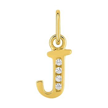 Pendentif initiale J - Or 18 Carats - Oxyde de zirconium