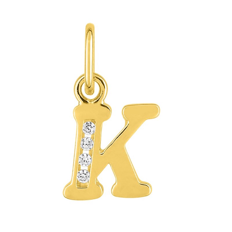 Pendentif initiale K - Or 18 Carats - Oxyde de zirconium