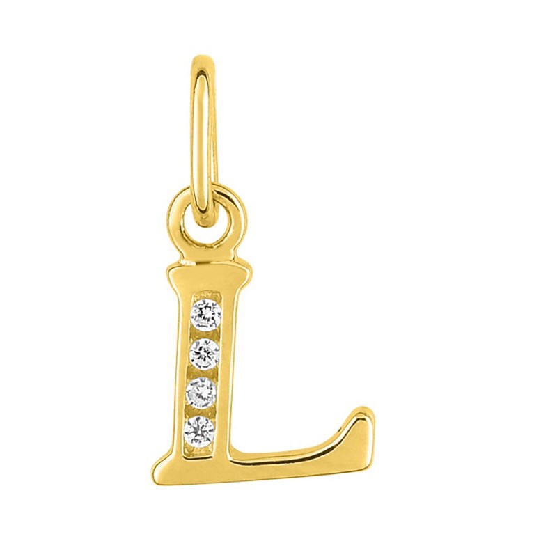 Pendentif initiale L - Or 18 Carats - Oxyde de zirconium