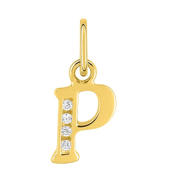 Pendentif initiale P - Or 18 Carats - Diamant 0,032 Carats