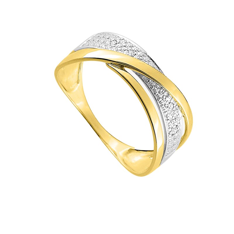 Bague femme - bicolore - Or 9 Carats - vue 2