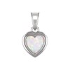Pendentif coeur argent rhodié opale blanche imitation - vue V1