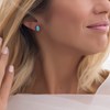 Boucles d'oreille argent rhodié opale bleue d'imitation forme ovale - vue V2