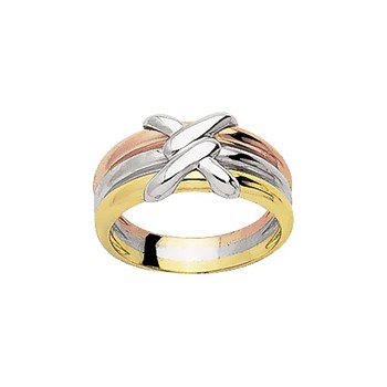 Bague Femme -  3 Or -18 Carats - Jaune - Blanc - Rose