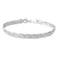 Bracelet maille tressée 4 brins Argent 925 Rhodié