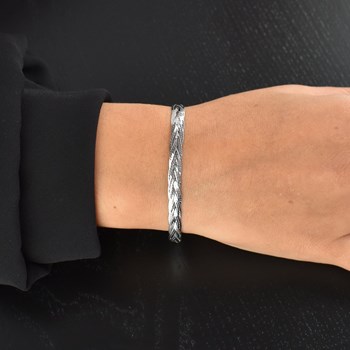 Bracelet maille tressée 4 brins Argent 925 Rhodié