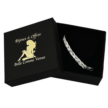 Bracelet maille tressée 4 brins Argent 925 Rhodié