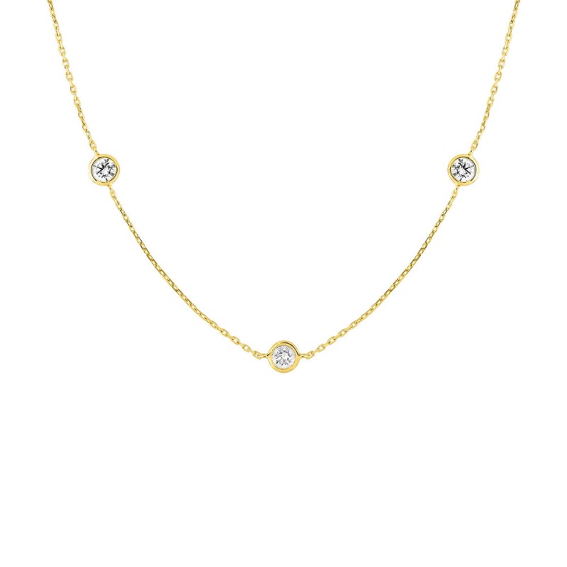 Collier Femme - Oxyde de zirconium - Or 18 Carats - Longueur : 42 cm