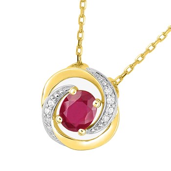 Woman's necklace - ruby - 18 carat gold - Length: 42 cm